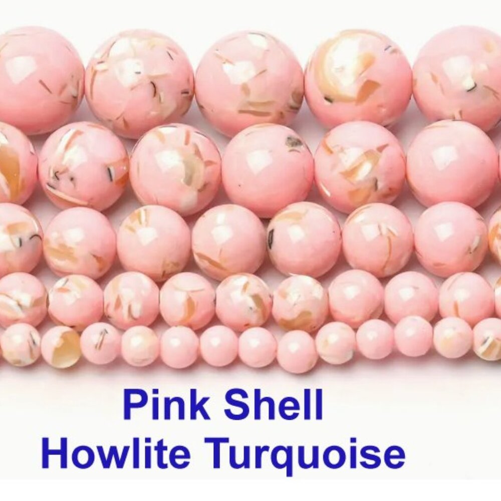Pink Shell Howlite Turquoise  15" Strand